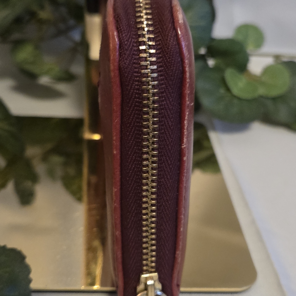 Fossil Wine Red Leather Zip Around Wallet Issue No 1954 Burgundy Continental Wal - Picture 4 of 9